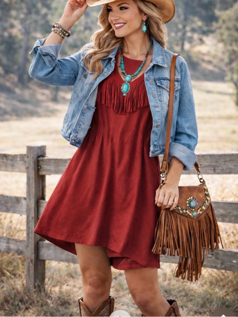 Express Sleeveless Fringe Dress in Deep Red